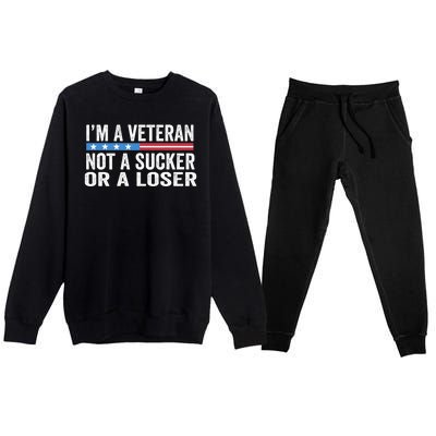 Vintage IM Veteran Not A Sucker Or A Loser Premium Crewneck Sweatsuit Set