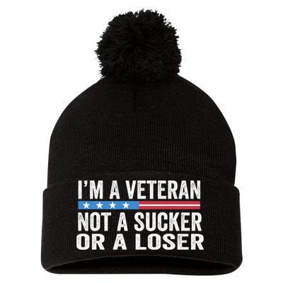 Vintage IM Veteran Not A Sucker Or A Loser Pom Pom 12in Knit Beanie