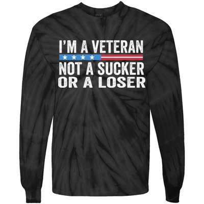 Vintage IM Veteran Not A Sucker Or A Loser Tie-Dye Long Sleeve Shirt