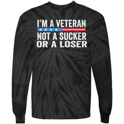 Vintage IM Veteran Not A Sucker Or A Loser Tie-Dye Long Sleeve Shirt