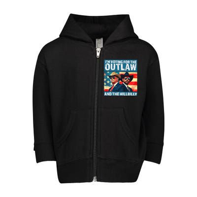 Vintage IM Voting For The Outlaw And The Hill 2024 Toddler Zip Fleece Hoodie