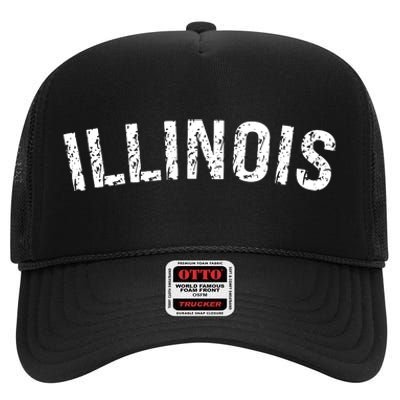 Vintage Illinois High Crown Mesh Back Trucker Hat