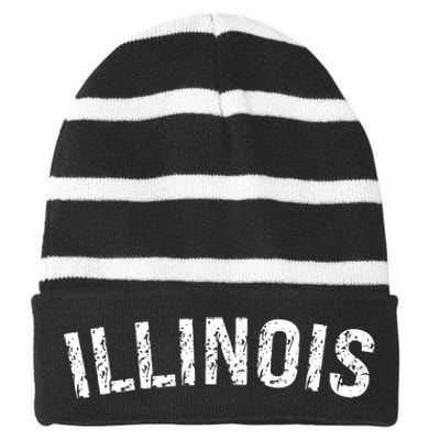 Vintage Illinois Striped Beanie with Solid Band