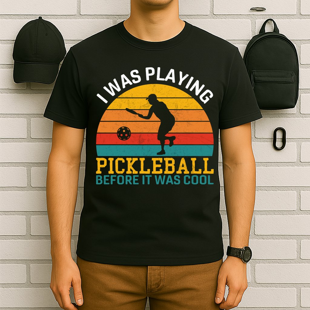 Vintage I Was Playing Pickleball Before It Was Cool T-Shirt