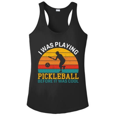 Vintage I Was Playing Pickleball Before It Was Cool Ladies PosiCharge Competitor Racerback Tank