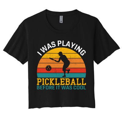 Vintage I Was Playing Pickleball Before It Was Cool Crop Top