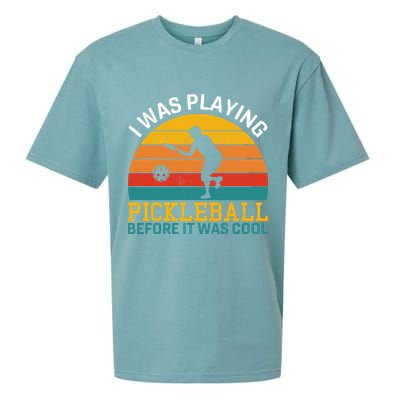 Vintage I Was Playing Pickleball Before It Was Cool Sueded Cloud Jersey T-Shirt