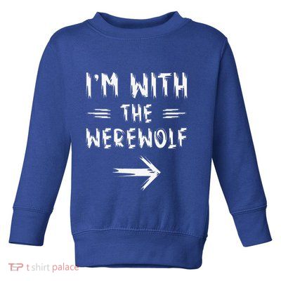 Vintage I´m With The Werewolf Full Moon Wolf Halloween Party Toddler Sweatshirt