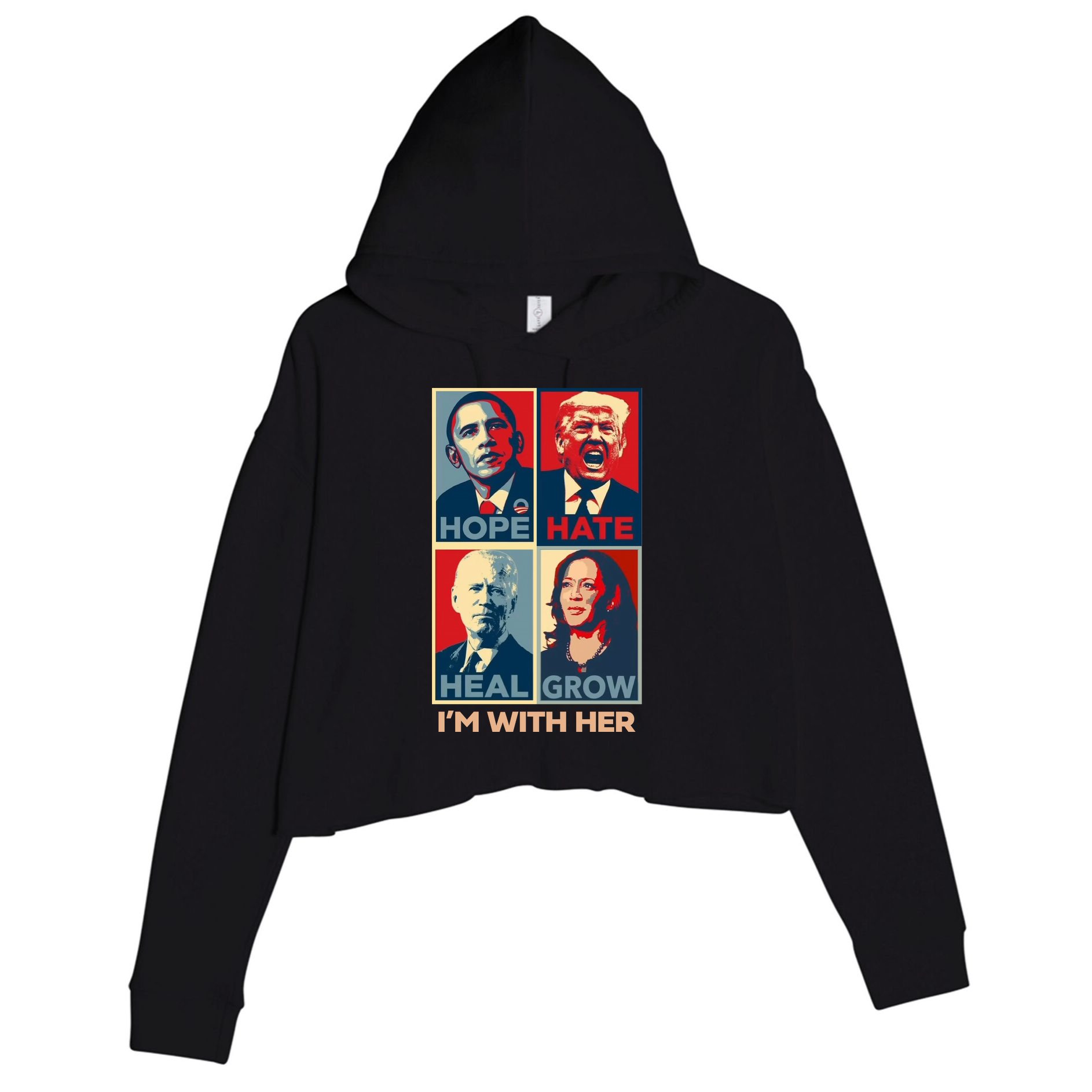 Vintage Im With Her Vote Kamala Harris 2024 Crop Fleece Hoodie
