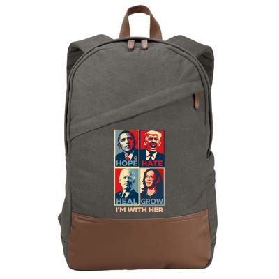 Vintage Im With Her Vote Kamala Harris 2024 Cotton Canvas Backpack