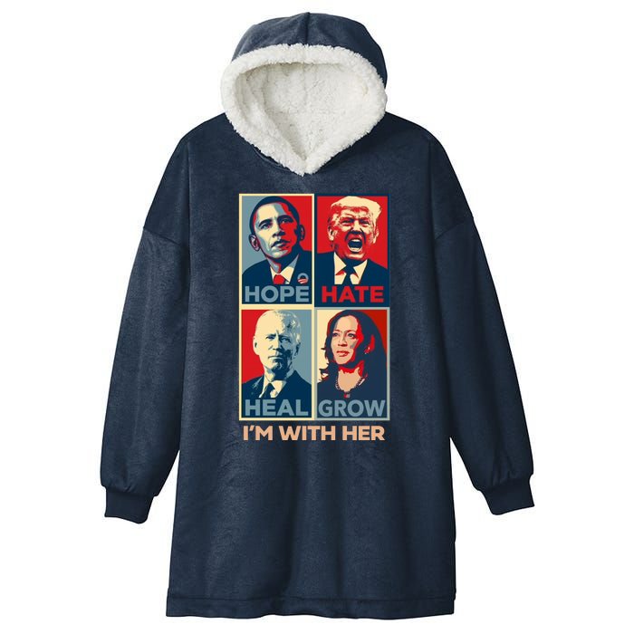 Vintage Im With Her Vote Kamala Harris 2024 Hooded Wearable Blanket