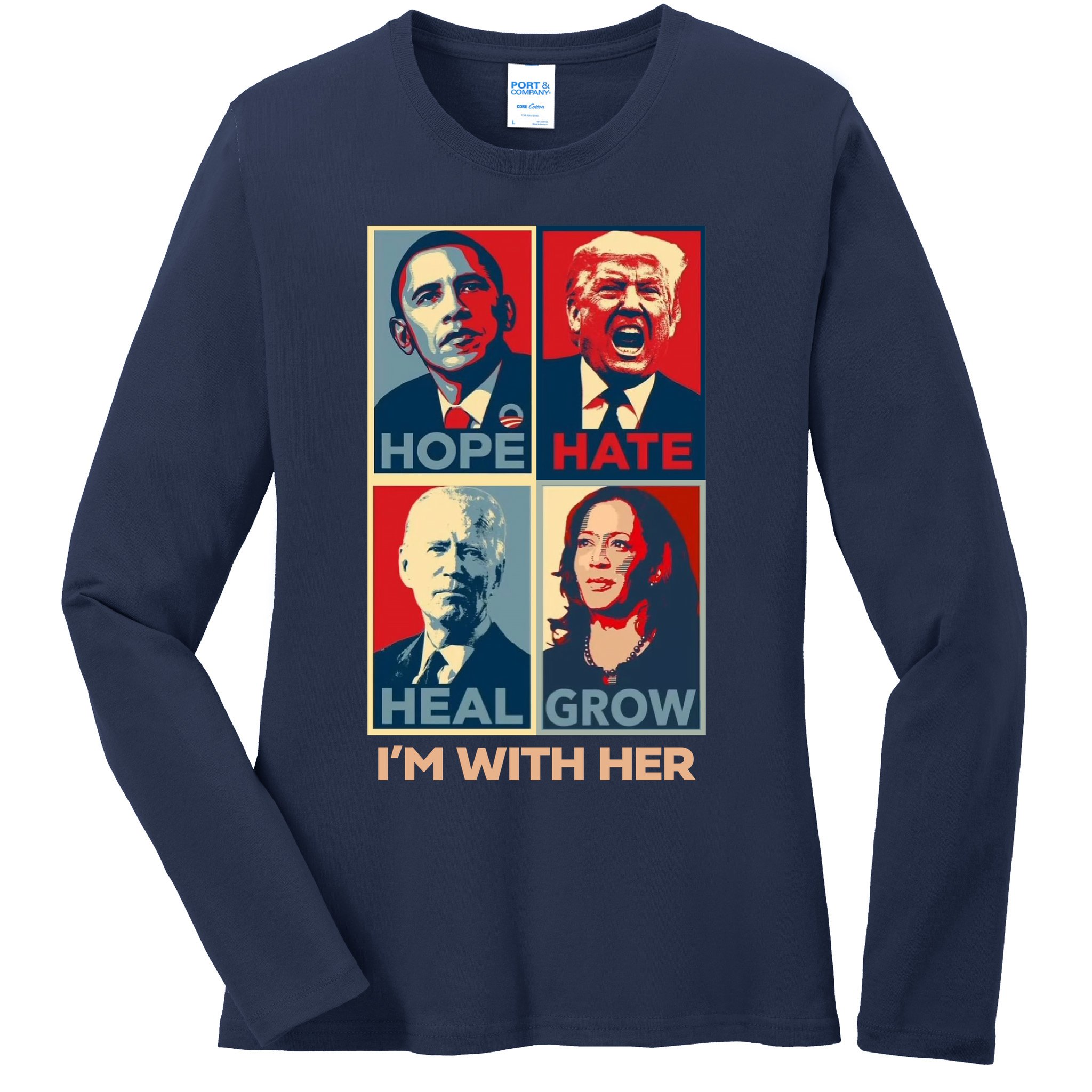Vintage Im With Her Vote Kamala Harris 2024 Ladies Long Sleeve Shirt