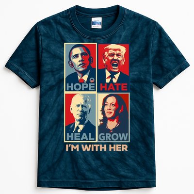 Vintage Im With Her Vote Kamala Harris 2024 Kids Tie-Dye T-Shirt