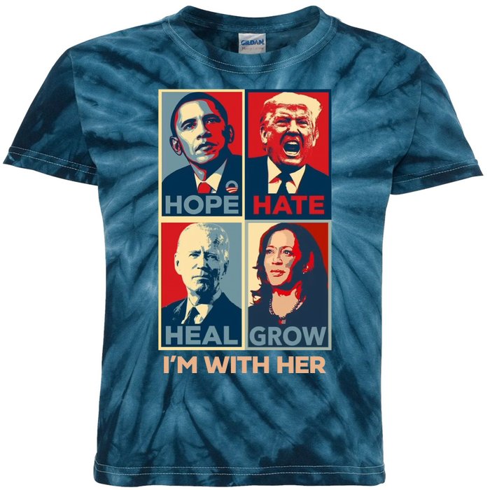 Vintage Im With Her Vote Kamala Harris 2024 Kids Tie-Dye T-Shirt