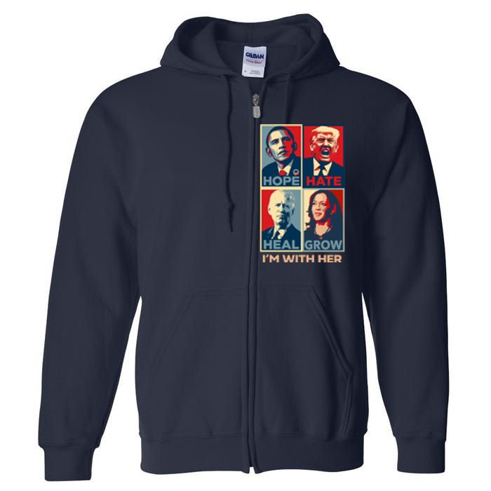 Vintage Im With Her Vote Kamala Harris 2024 Full Zip Hoodie