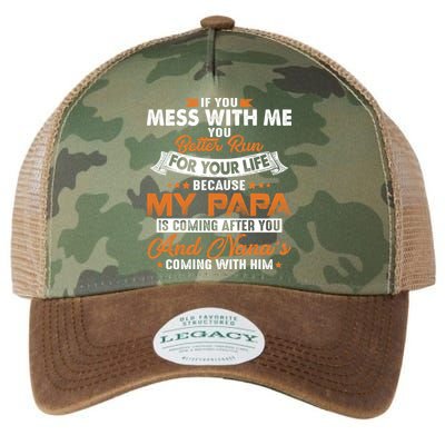 Vintage If You Mess With Me My Papa And Nana Is Coming Gift Legacy Tie Dye Trucker Hat