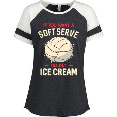 Volleyball If You Want A Soft Serve Go Get Ice Cream Enza Ladies Jersey Colorblock Tee