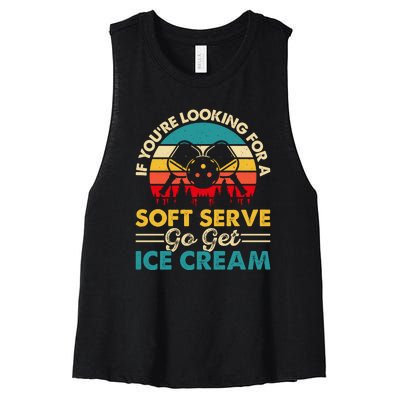 Vintage If You Looking For A Soft Serve Pickleball Gift Women's Racerback Cropped Tank