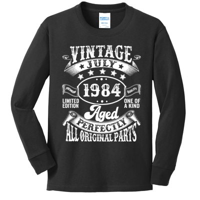 Vintage July 1984 40th Birthday Gifts 40 Year Old Kids Long Sleeve Shirt