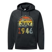 Vintage July 1946 Limited Edition 77th Bday 77 Years Old Performance Fleece Hoodie