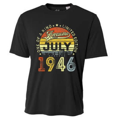 Vintage July 1946 Limited Edition 77th Bday 77 Years Old Cooling Performance Crew T-Shirt