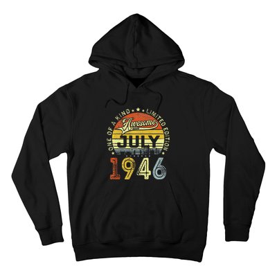 Vintage July 1946 Limited Edition 77th Bday 77 Years Old Hoodie