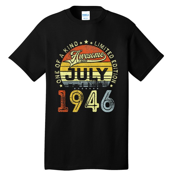 Vintage July 1946 Limited Edition 77th Bday 77 Years Old Tall T-Shirt