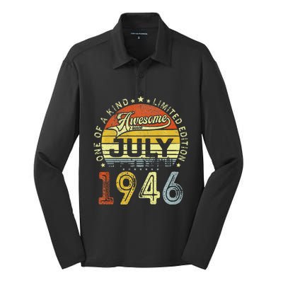 Vintage July 1946 Limited Edition 77th Bday 77 Years Old Silk Touch Performance Long Sleeve Polo