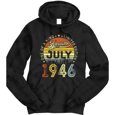 Vintage July 1946 Limited Edition 77th Bday 77 Years Old Tie Dye Hoodie