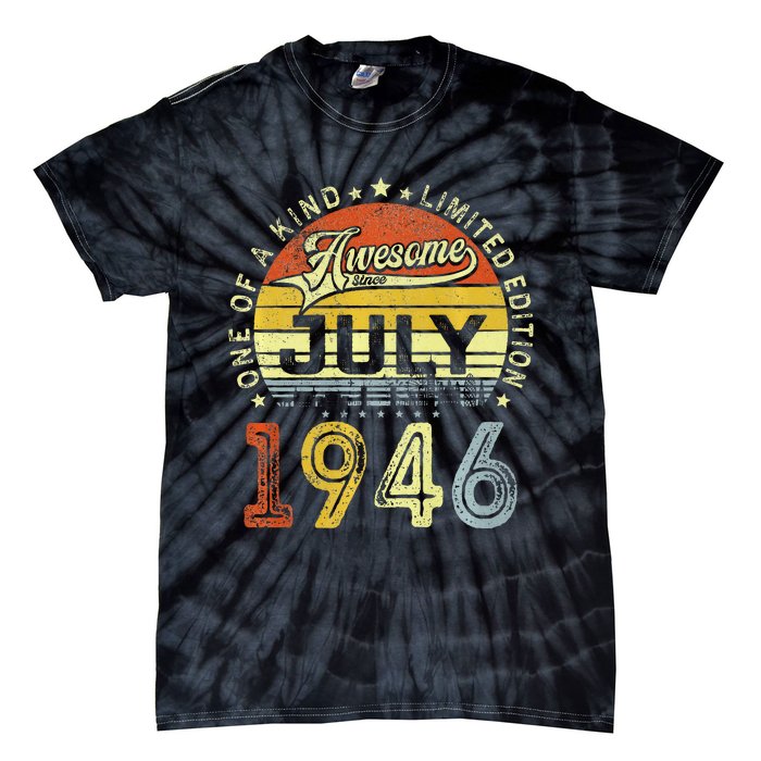 Vintage July 1946 Limited Edition 77th Bday 77 Years Old Tie-Dye T-Shirt