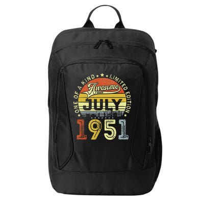 Vintage July 1951 Limited Edition 72nd Bday 72 Years Old City Backpack