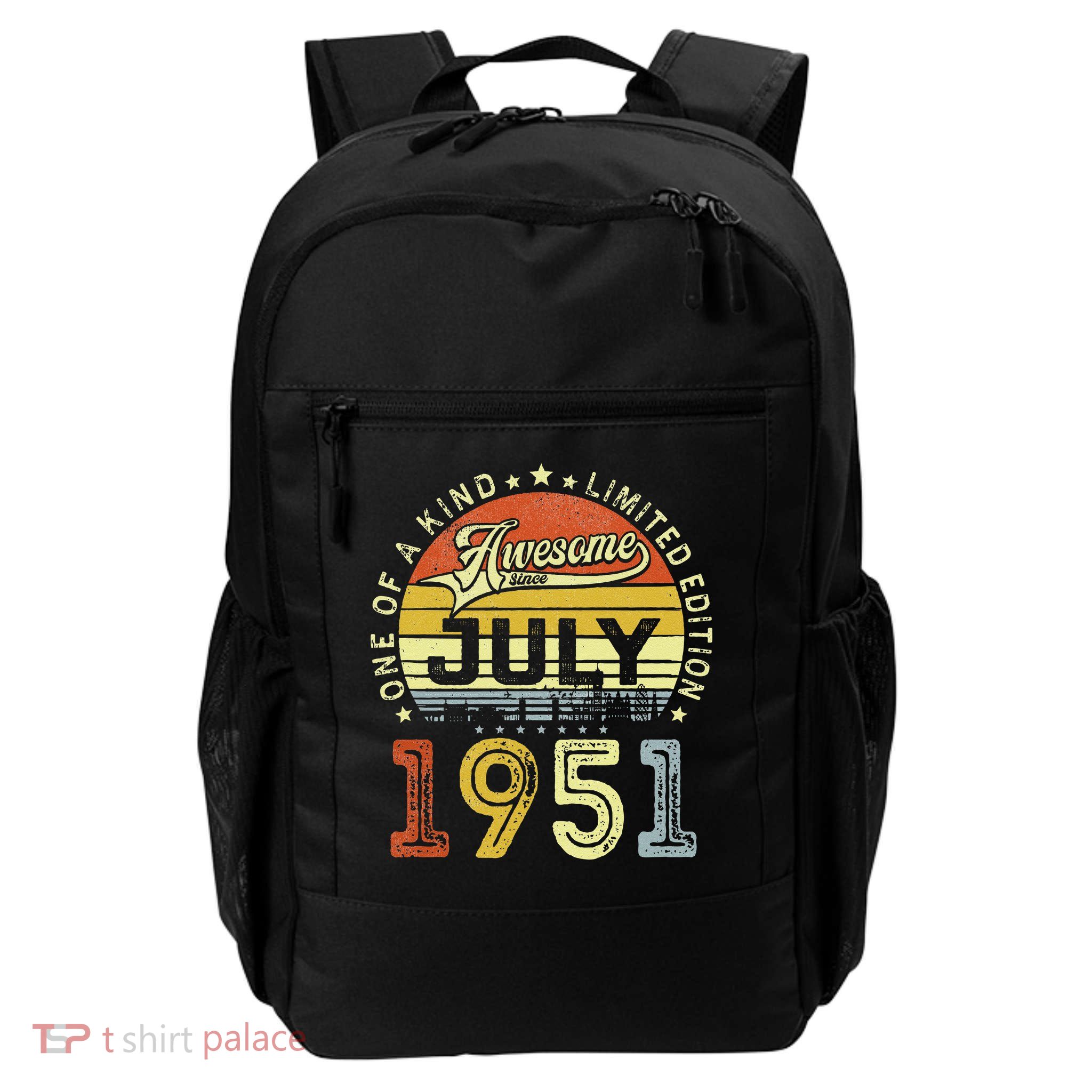 Vintage July 1951 Limited Edition 72nd Bday 72 Years Old Backpack