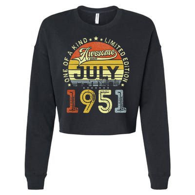 Vintage July 1951 Limited Edition 72nd Bday 72 Years Old Cropped Pullover Crew