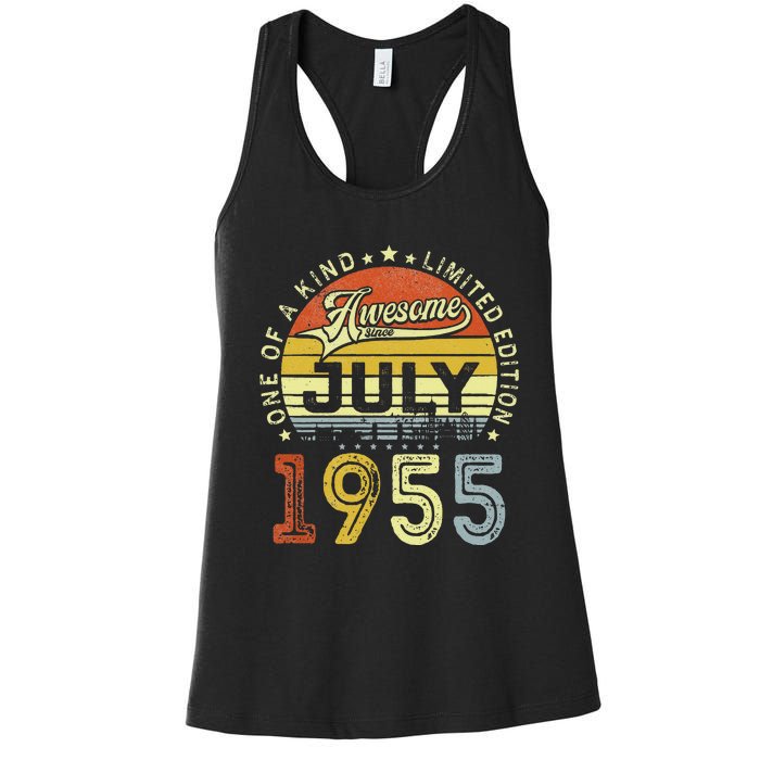 Vintage July 1955 Limited Edition 68th Bday 68 Years Old Women's Racerback Tank