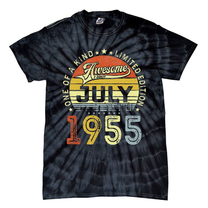 Vintage July 1955 Limited Edition 68th Bday 68 Years Old Tie-Dye T-Shirt