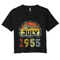 Vintage July 1955 Limited Edition 68th Bday 68 Years Old Women's Crop Top Tee