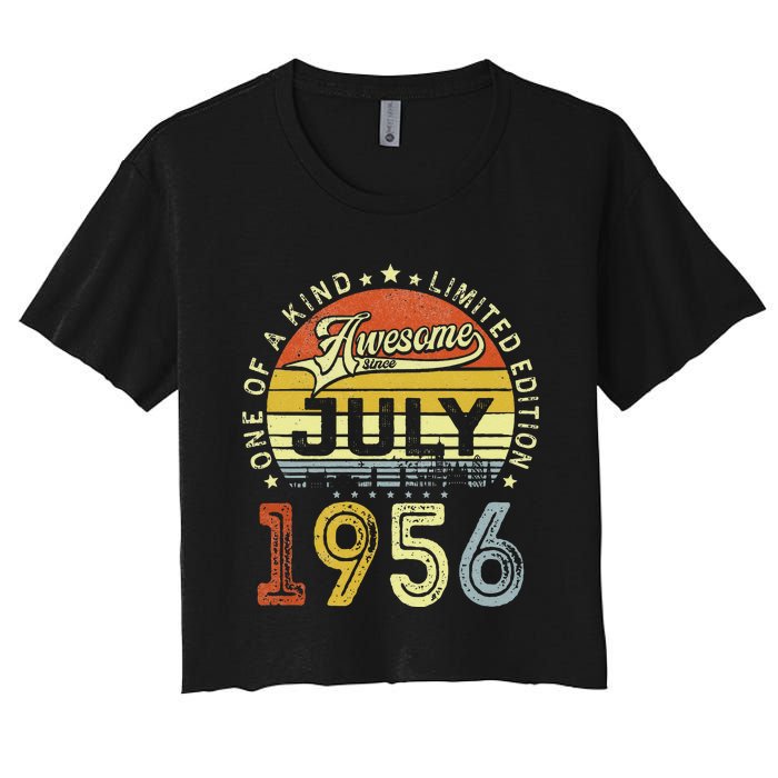 Vintage July 1956 Limited Edition 67th Bday 67 Years Old Women's Crop Top Tee