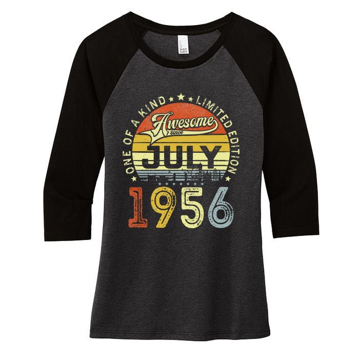 Vintage July 1956 Limited Edition 67th Bday 67 Years Old Women's Tri-Blend 3/4-Sleeve Raglan Shirt