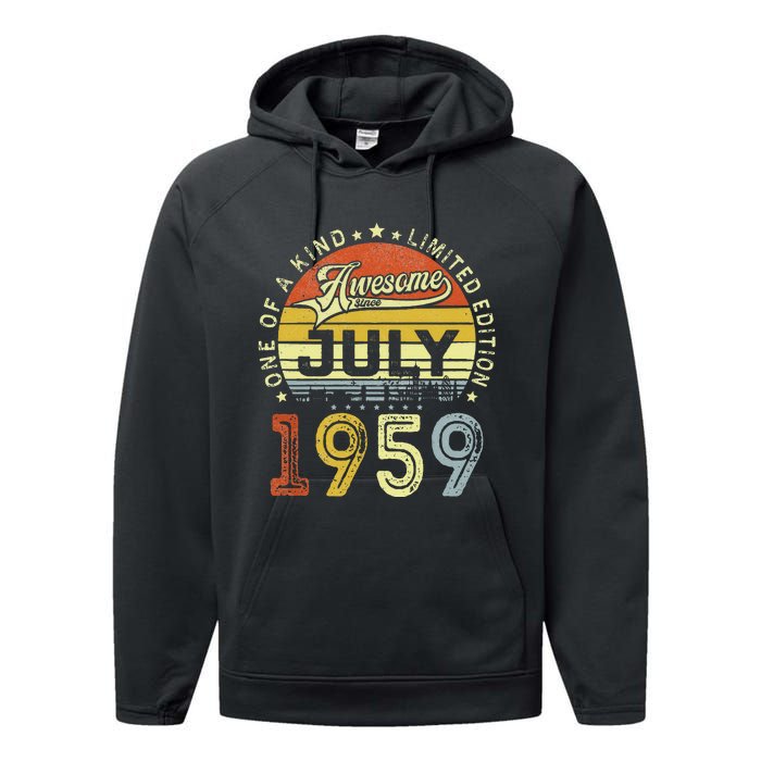 Vintage July 1959 Limited Edition 64th Bday 64 Years Old Performance Fleece Hoodie