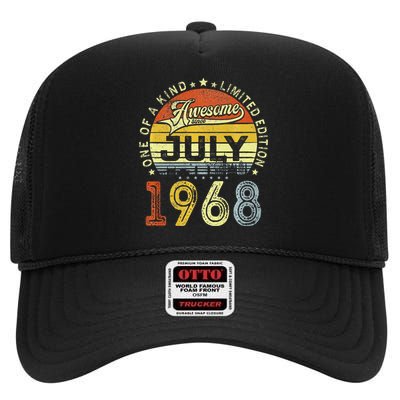 Vintage July 1968 Limited Edition 55th Bday 55 Years Old High Crown Mesh Back Trucker Hat