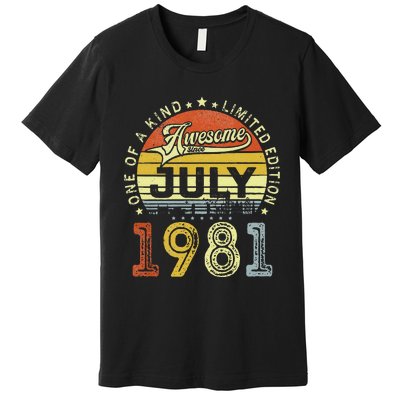 Vintage July 1981 Limited Edition 42nd Bday 42 Years Old Premium T-Shirt