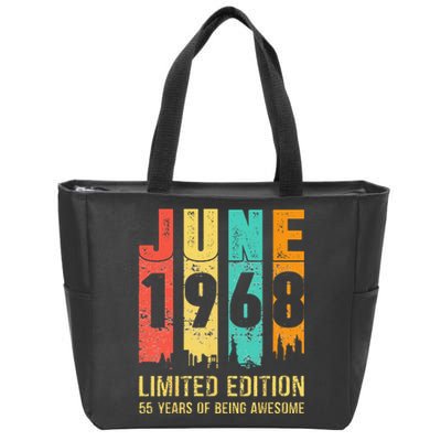 Vintage June 1968 55th Birthday 55 Years Old Bday Party Zip Tote Bag