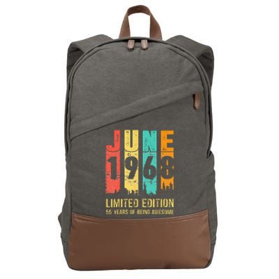 Vintage June 1968 55th Birthday 55 Years Old Bday Party Cotton Canvas Backpack