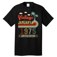 Vintage January 1975 Limited Edition 50 Years Old Birthday Tall T-Shirt