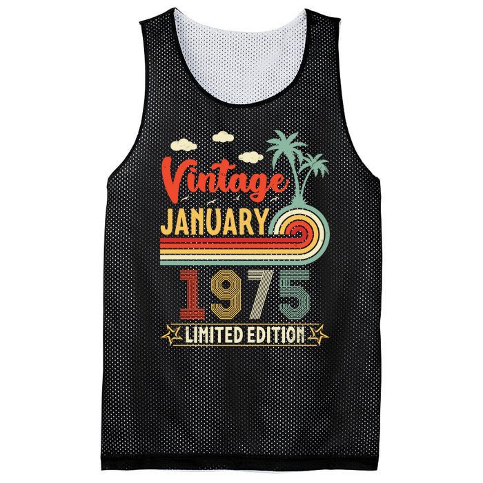 Vintage January 1975 Limited Edition 50 Years Old Birthday Mesh Reversible Basketball Jersey Tank