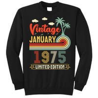 Vintage January 1975 Limited Edition 50 Years Old Birthday Tall Sweatshirt