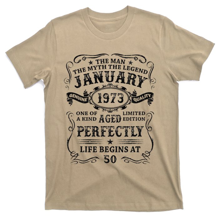 Vintage January 1973 Man Legend 50 Year Old Birthday Gifts T-Shirt