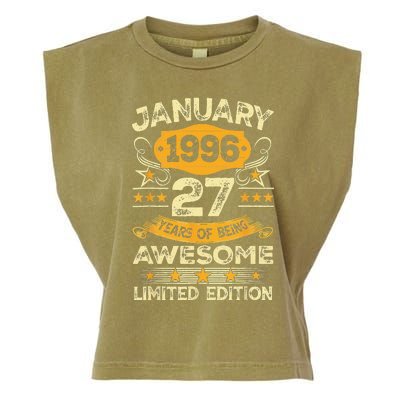 Vintage January 1996 27th Birthdays Gifts 27 Years Old Garment-Dyed Women's Muscle Tee