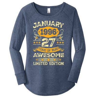 Vintage January 1996 27th Birthdays Gifts 27 Years Old Women's Perfect Tri Tunic Long Sleeve Shirt