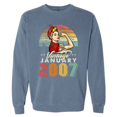 Vintage January 2007 16th Birthday 16 Years Old Womens Garment-Dyed Sweatshirt